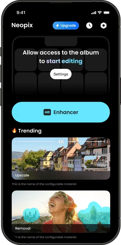 Neopix home screen on iPhone